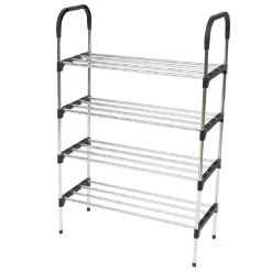 SCARPIERA IN METALLO PLASTICA 4 LIVELLI 57X26X83CM SALVASPAZIO PORTA SCARPE CASA
