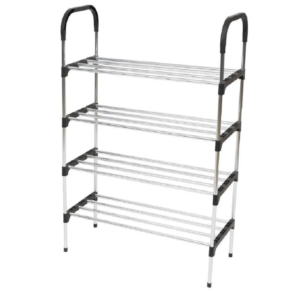 SCARPIERA IN METALLO PLASTICA 4 LIVELLI 57X26X83CM SALVASPAZIO PORTA SCARPE CASA