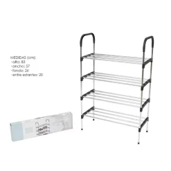 SCARPIERA IN METALLO PLASTICA 4 LIVELLI 57X26X83CM SALVASPAZIO PORTA SCARPE CASA