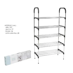 SCARPIERA IN METALLO PLASTICA 5 LIVELLI 57X26X100CM SALVASPAZIO PORTASCARPE CASA