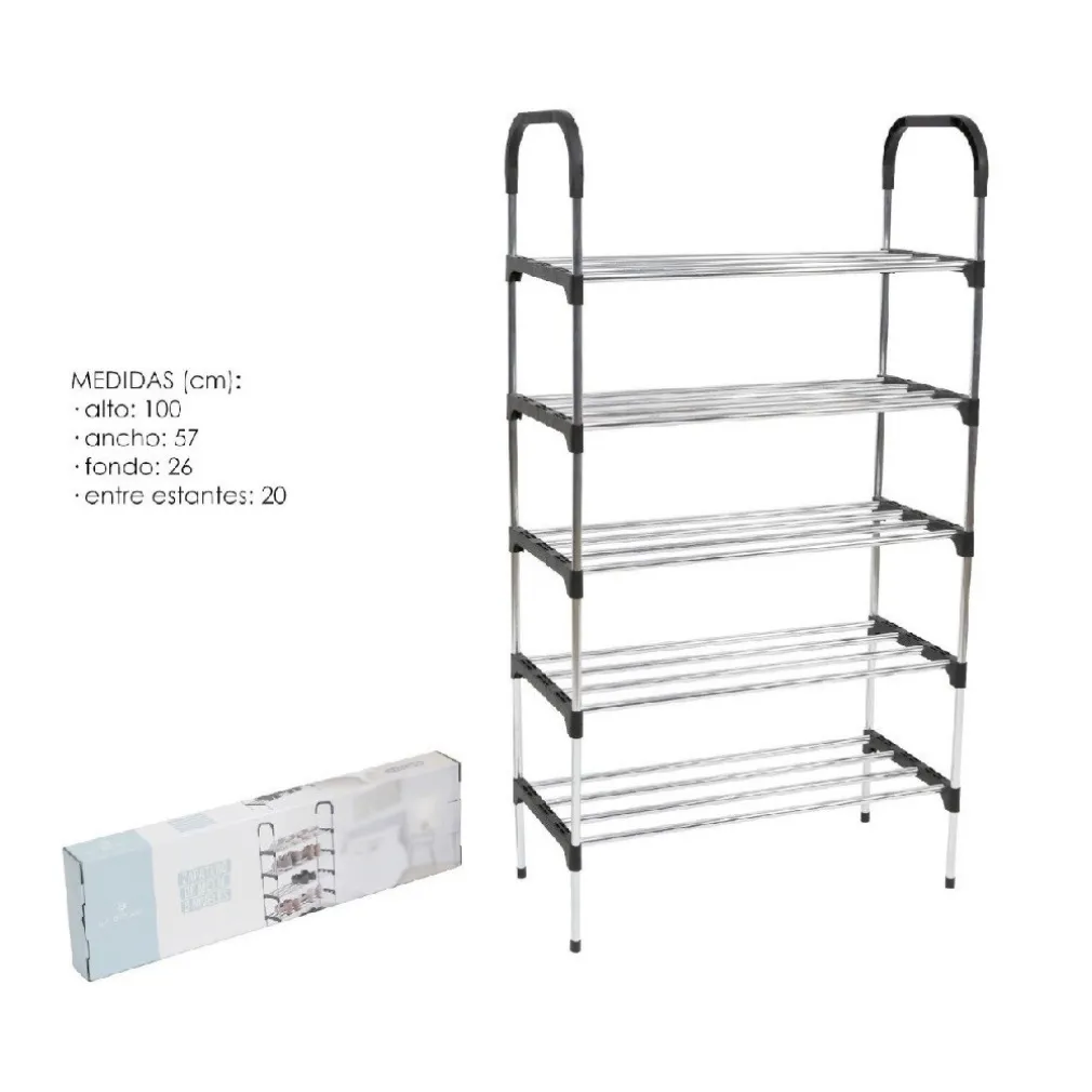 SCARPIERA IN METALLO PLASTICA 5 LIVELLI 57X26X100CM SALVASPAZIO PORTASCARPE CASA