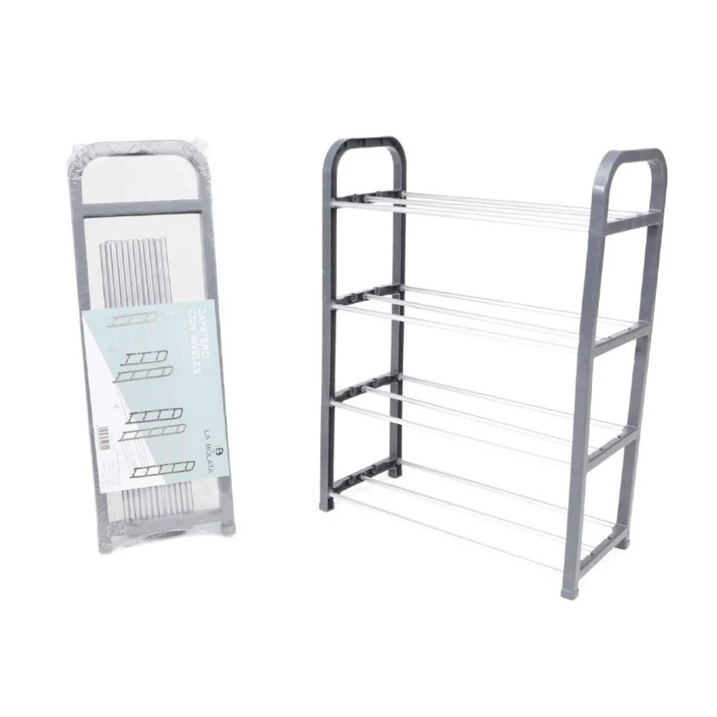 SCARPIERA IN PLASTICA 4 RIPIANI LIVELLI SALVASPAZIO 40X19X56CM PORTA SCARPE CASA