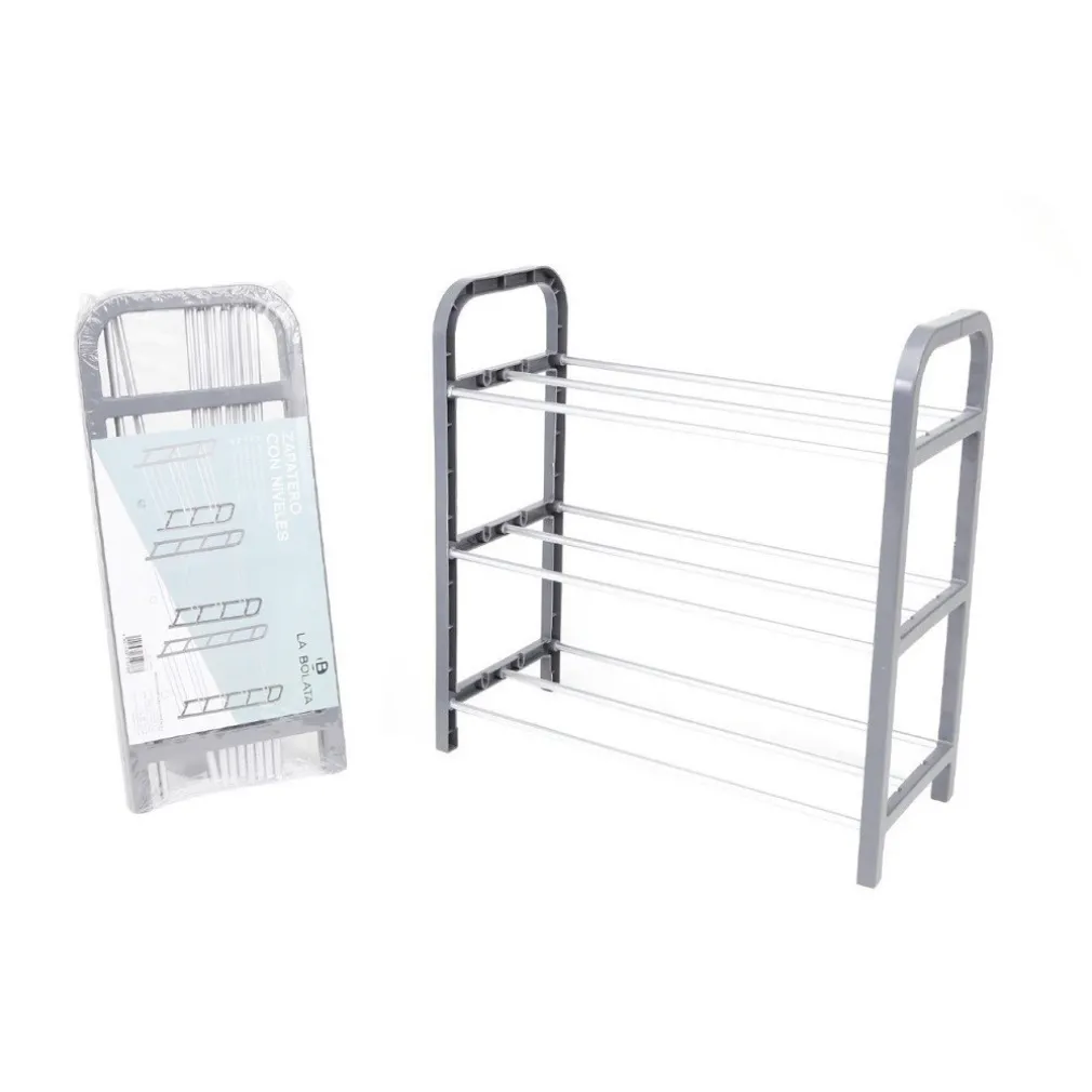 SCARPIERA IN PLASTICA 3 RIPIANI LIVELLI SALVASPAZIO 40X19X42CM PORTA SCARPE CASA