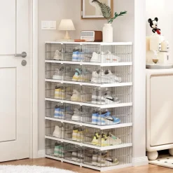 SCARPIERA PIEGHEVOLE SCARPE RICHIUDIBILE 6 CONTENITORI SALVASPAZIO 105X25.5X34.5CM