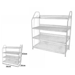 SCARPIERA PORTA SCARPE 4 RIPIANI PIANI IN METALLO BIANCO MOBILE SALVASPAZIO