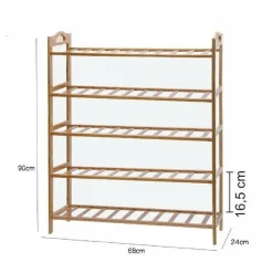 SCARPIERA PORTA SCARPE 5 RIPIANI PIANI LEGNO BAMBOO BAMBU SCAFFALE MOBILE 69414