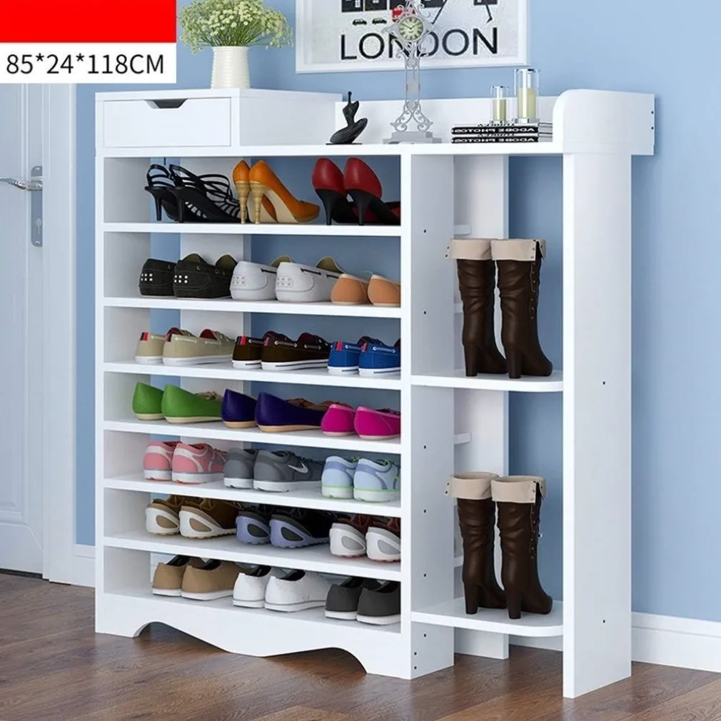 SCARPIERA PORTAOGGETTI SCAFFALE 8 RIPIANI SALVASPAZIO FACILE DA MONTARE BIANCO 85X24X118CM