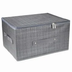 SCATOLA BOX SALVASPAZIO PORTATUTTO CONTENITORE ORGANIZER CERNIERA 51X40X24CM 79417