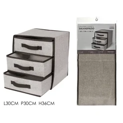 SCATOLA CONTENITORE CASSETTIERA IN TNT A 3 CASSETTI SALVASPAZIO PIEGHEVOLE 30X36