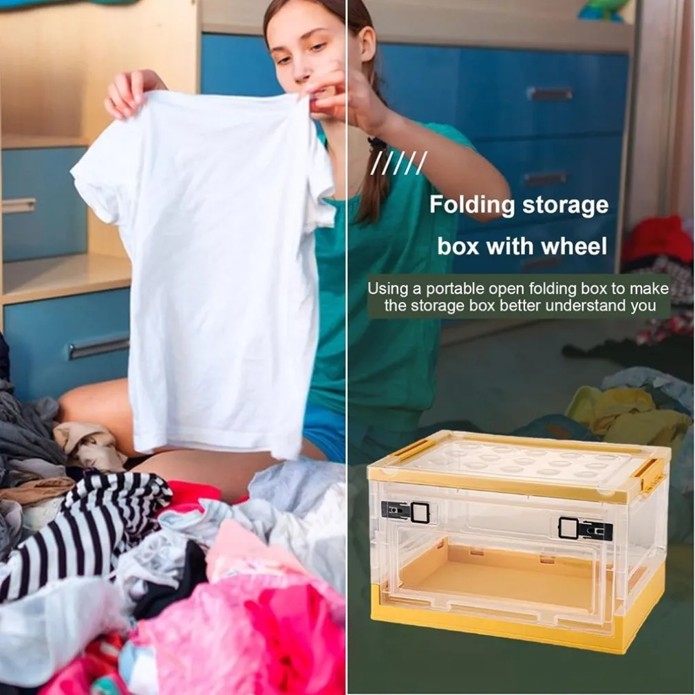 SCATOLA CONTENITORE DI STOCCAGGIO PIEGHEVOLE SALVASPAZIO CON RUOTE 40X28X24 CM