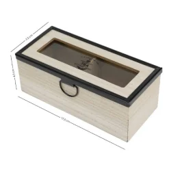 SCATOLA CONTENITORE IN LEGNO PER TÈ CON BACHECA 2 POSTI SCOMPARTI VETRINA 219598