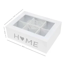 SCATOLA CONTENITORE LEGNO BIANCO HOME BACHECA 6 SCOMPARTI POSTI VETRINA 219615