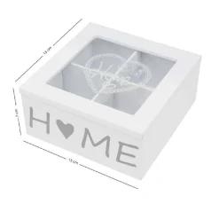 SCATOLA CONTENITORE LEGNO BIANCO HOME BACHECA 4 SCOMPARTI POSTI VETRINA 219614