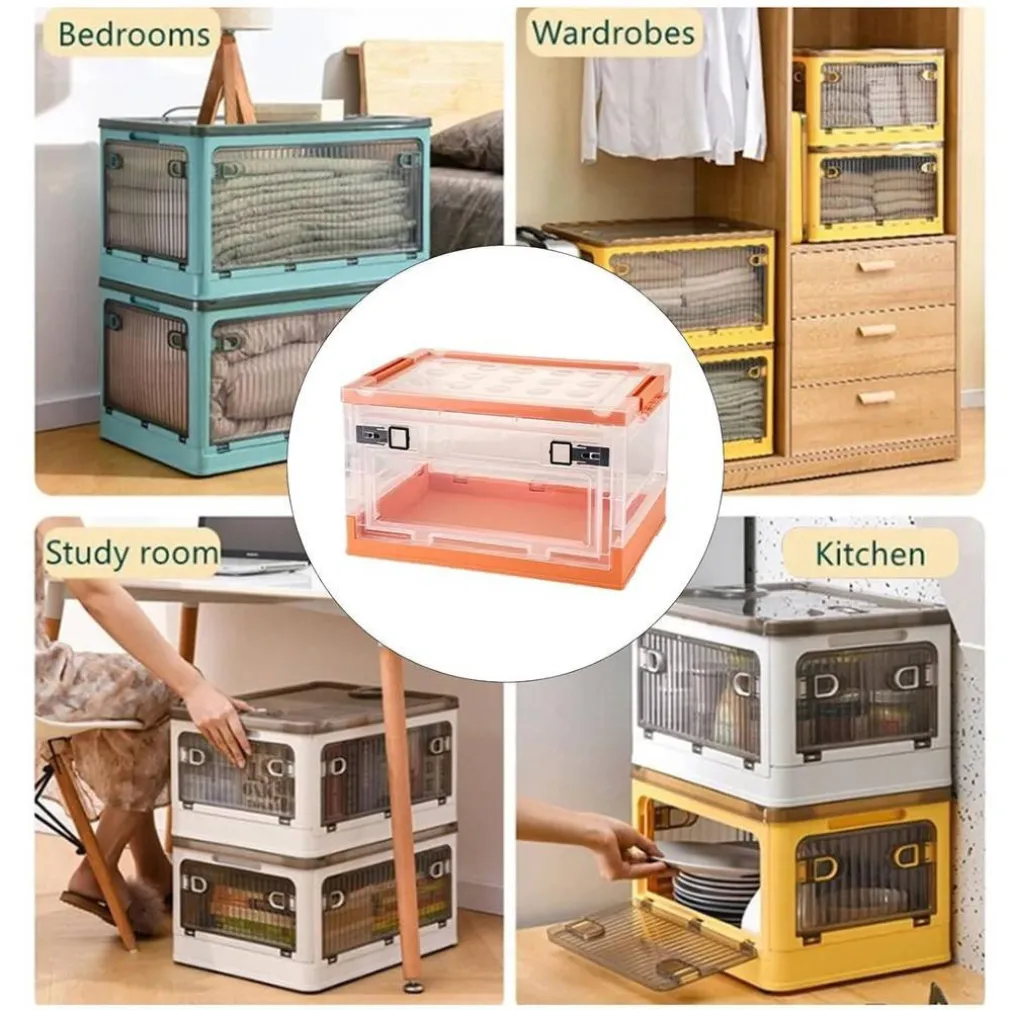 SCATOLA CONTENITORE STOCCAGGIO PIEGHEVOLE SALVASPAZIO CON RUOTE 51 X 34 X 24 CM