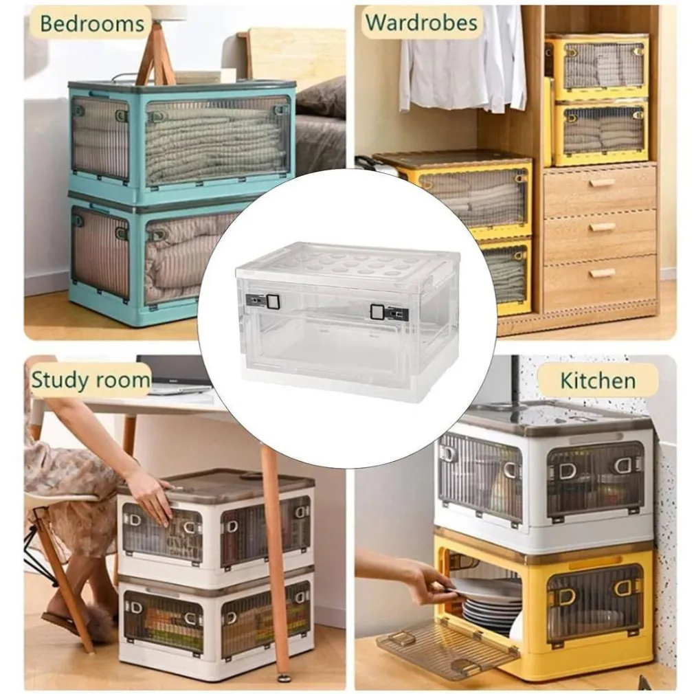 SCATOLA CONTENITORE STOCCAGGIO PIEGHEVOLE SALVASPAZIO CON RUOTE 51 X 34 X 24 CM