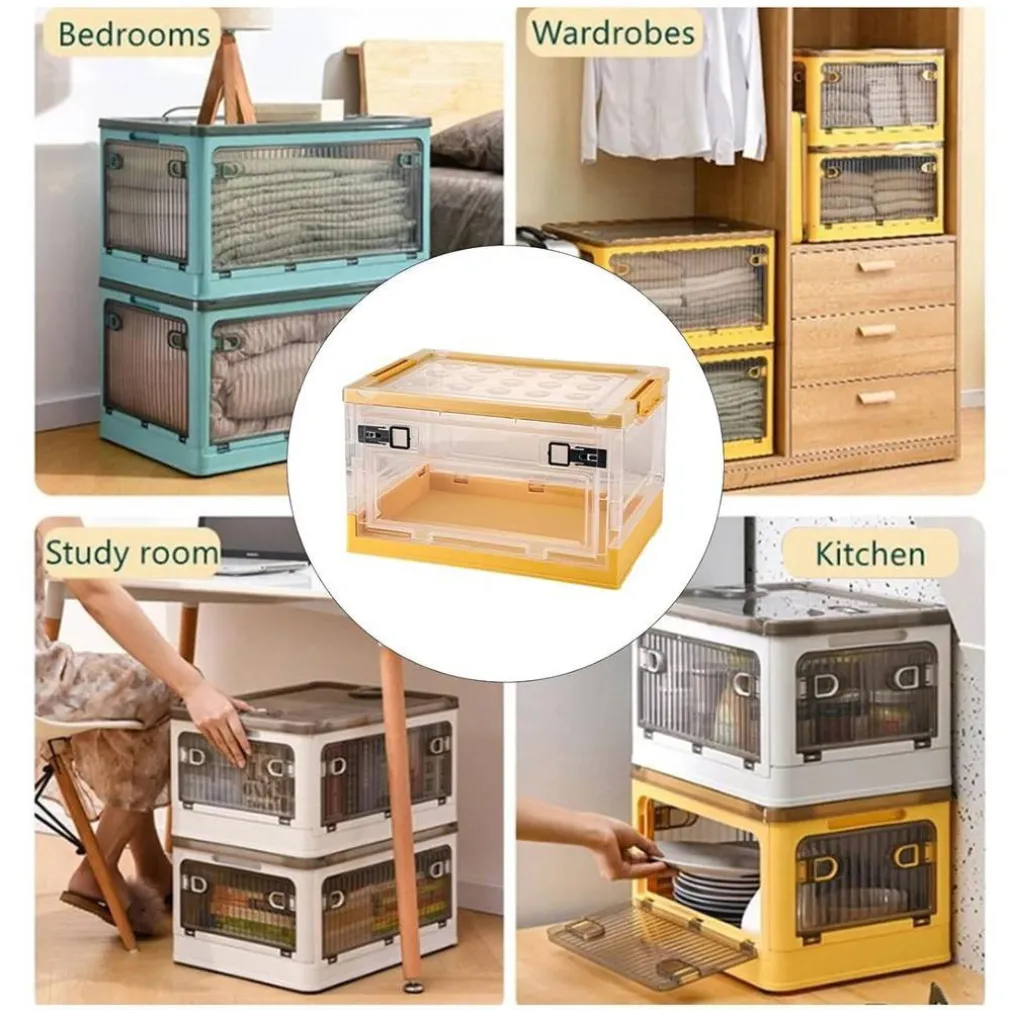 SCATOLA CONTENITORE STOCCAGGIO PIEGHEVOLE SALVASPAZIO CON RUOTE 51 X 34 X 24 CM