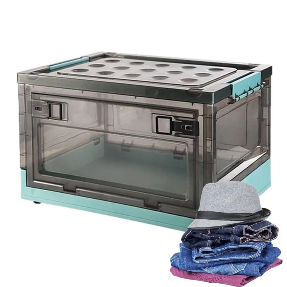 SCATOLA CONTENITORE STOCCAGGIO PIEGHEVOLE SALVASPAZIO CON RUOTE 51 X 34 X 24 CM