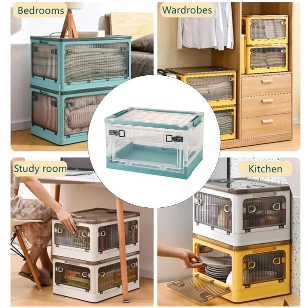 SCATOLA CONTENITORE STOCCAGGIO PIEGHEVOLE SALVASPAZIO CON RUOTE 51 X 34 X 24 CM