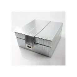 SCATOLA PORTA OGGETTI BOX GIOIELLI COSMETICI IN SIMILPELLE CON SPECCHIO BIANCO