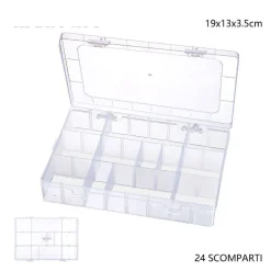 SCATOLA PORTAOGGETTI 12 SCOMPARTI PRATICO CONTENITORE MISURA 19x13x3.5 cm