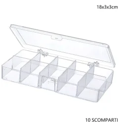 SCATOLA PORTAOGGETTI 10 SCOMPARTI PRATICA SCATOLA CONTENITORE MISURA 18x3x3 CM