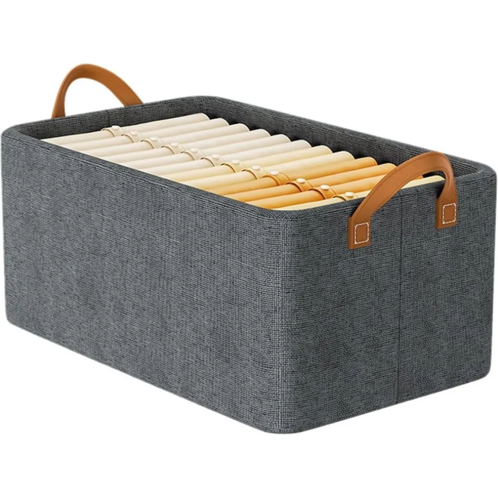 SCATOLA PORTAOGGETTI PIEGHEVOLE ORGANIZER PORTATILE TESSUTO TELAIO IN METALLO 47X28X20CM