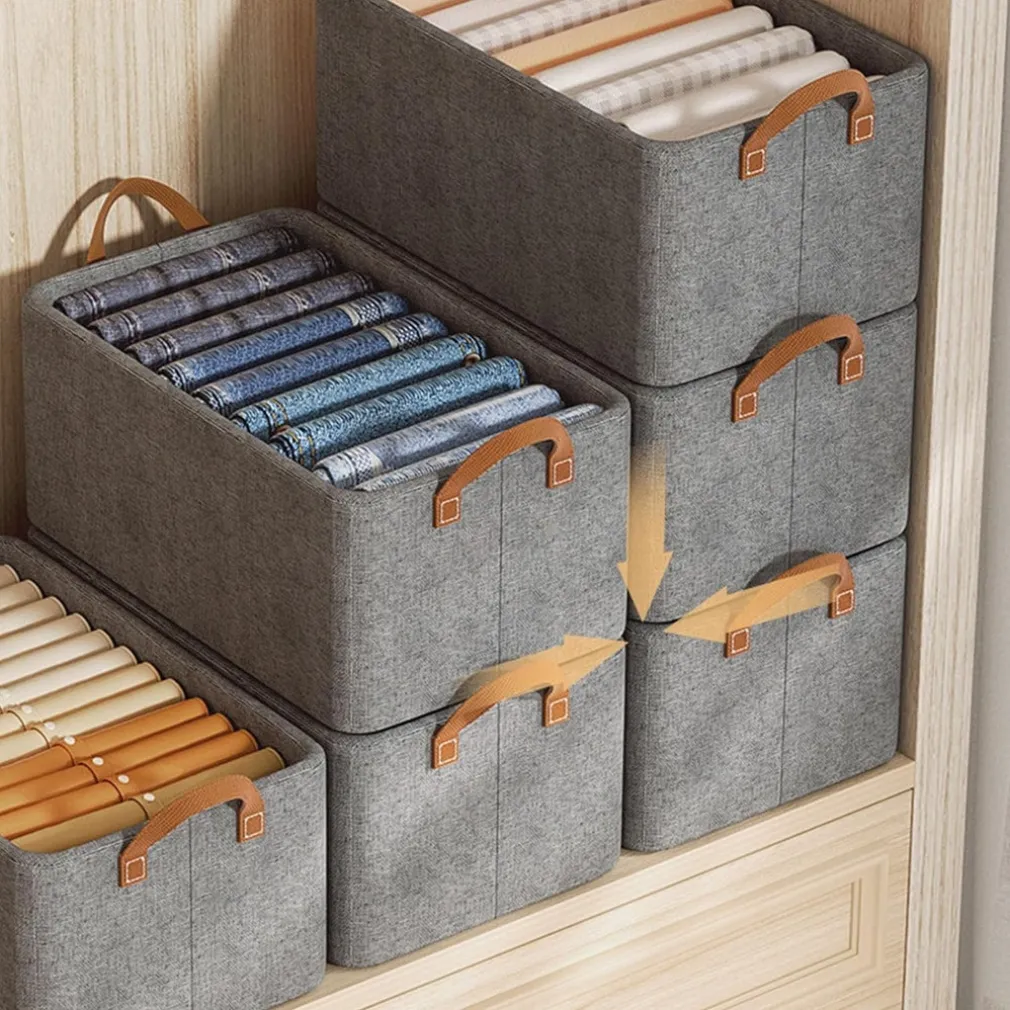 SCATOLA PORTAOGGETTI PIEGHEVOLE ORGANIZER PORTATILE TESSUTO TELAIO IN METALLO 47X28X20CM