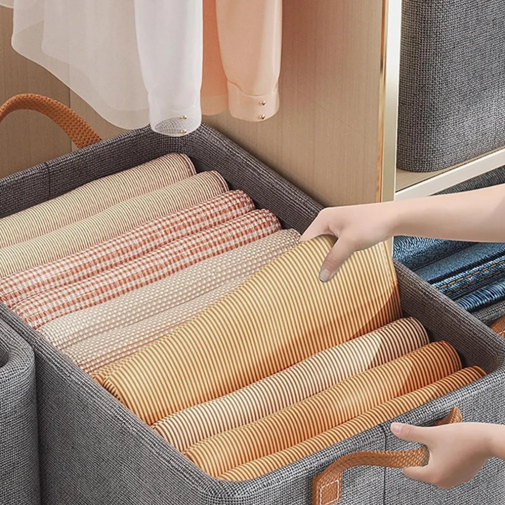 SCATOLA PORTAOGGETTI PIEGHEVOLE ORGANIZER PORTATILE TESSUTO TELAIO IN METALLO 47X28X20CM