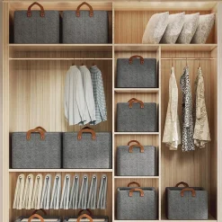 SCATOLA PORTAOGGETTI PIEGHEVOLE ORGANIZER PORTATILE TESSUTO TELAIO IN METALLO 47X28X20CM