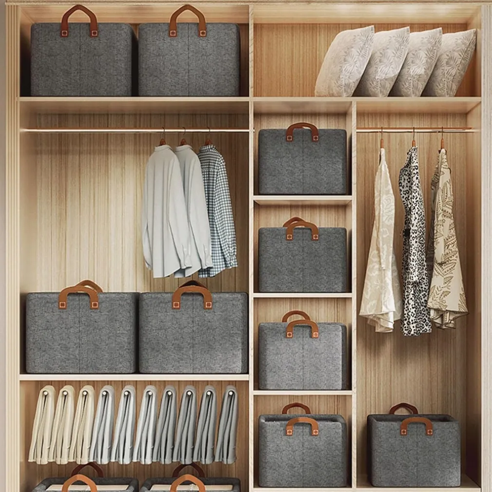 SCATOLA PORTAOGGETTI PIEGHEVOLE ORGANIZER PORTATILE TESSUTO TELAIO IN METALLO 47X28X20CM