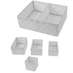 SCATOLE IN TESSUTO COMPONIBILI ORGANIZER PER BAGNO ARMADI SCAFFALI 79079 GRIGIO