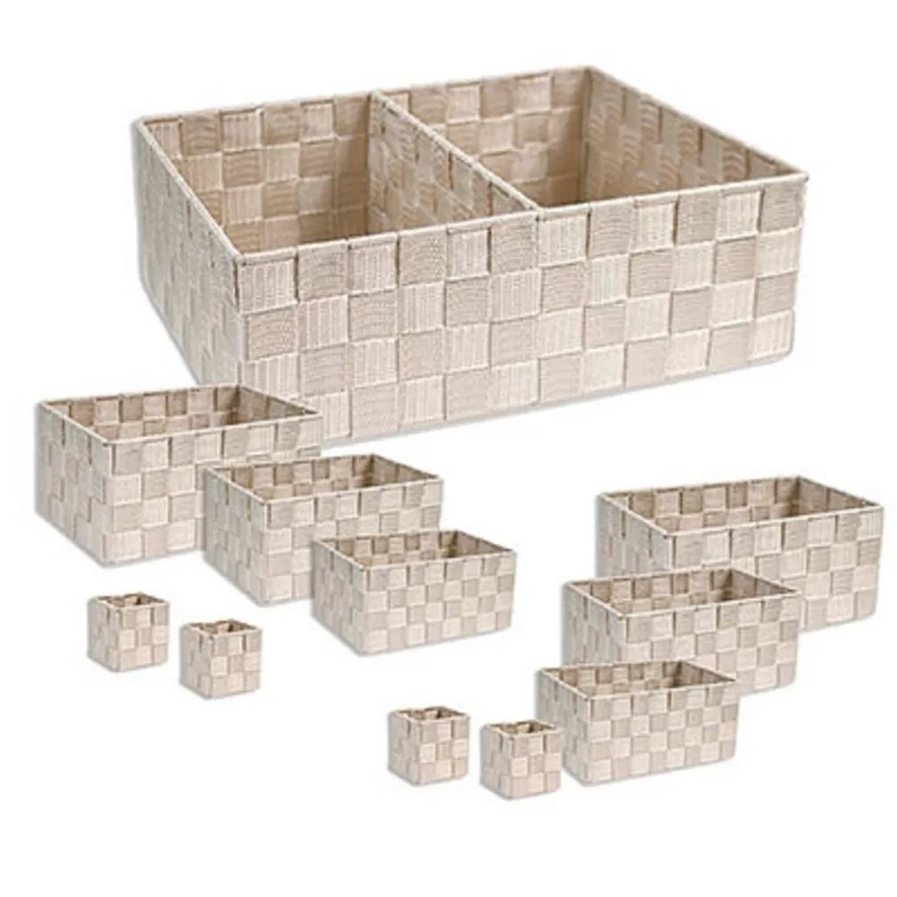 SCATOLE IN TESSUTO COMPONIBILI ORGANIZER PER BAGNO ARMADI SCAFFALI 79081 BEIGE