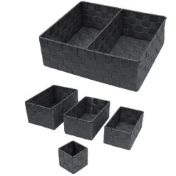 SCATOLE IN TESSUTO PORTAOGGETTI ORGANIZER PER BAGNO ARMADI SCAFFALI 79154 GRIGIO