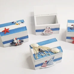 SCATOLINA SCATOLA 9X6X6CM TIMONE SHABBY STILE MARINO PORTA CONFETTI BOMBONIERA