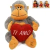 SCIMMIA PELUCHE 25CM SCIMMIETTA CON CUORE TI AMO IDEA REGALO SAN VALENTINO 3 COLORI