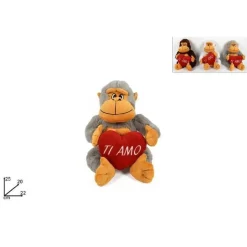 SCIMMIA PELUCHE 25CM SCIMMIETTA CON CUORE TI AMO IDEA REGALO SAN VALENTINO 3 COLORI