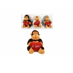 SCIMMIA PELUCHE 25CM SCIMMIETTA CON CUORE TI AMO IDEA REGALO SAN VALENTINO 3 COLORI
