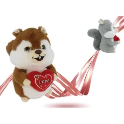 SCOIATTOLO PELUCHE CON CUORE SCRITTA LOVE 22CM SAN VALENTINO 2 COLORI ASS. 92478
