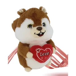 SCOIATTOLO PELUCHE CON CUORE SCRITTA LOVE 22CM SAN VALENTINO 2 COLORI ASS. 92478