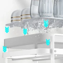 SCOLAPIATTI MENSOLA CON 2 RIPIANI IMPILABILI ORGANIZER IN METALLO CON VASSOIO DRENAGGIO