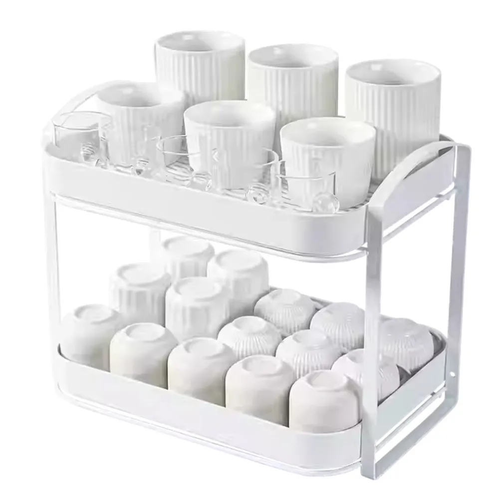 SCOLAPIATTI MENSOLA CON 2 RIPIANI IMPILABILI ORGANIZER IN METALLO CON VASSOIO DRENAGGIO