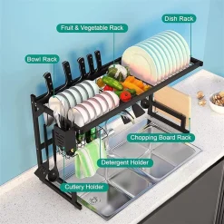 SCOLAPIATTI ORGANIZER LAVELLO IN ACCIAIO 2 LIVELLI SALVASPAZIO REGOLABILE CUCINA