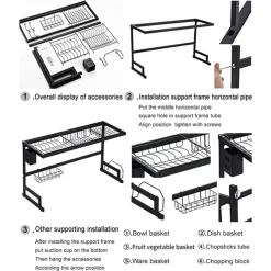 SCOLAPIATTI ORGANIZER LAVELLO IN ACCIAIO 2 LIVELLI SALVASPAZIO REGOLABILE CUCINA