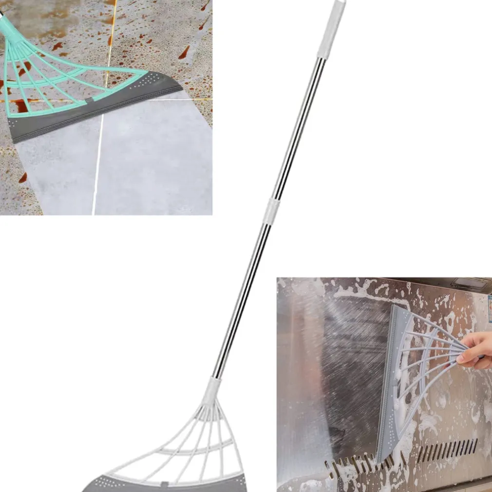 SCOPA PIEGHEVOLE 2 IN 1 TERGIVETRO MOP IN SILICONE SPAZZA E LAVA PAVIMENTI VETRI