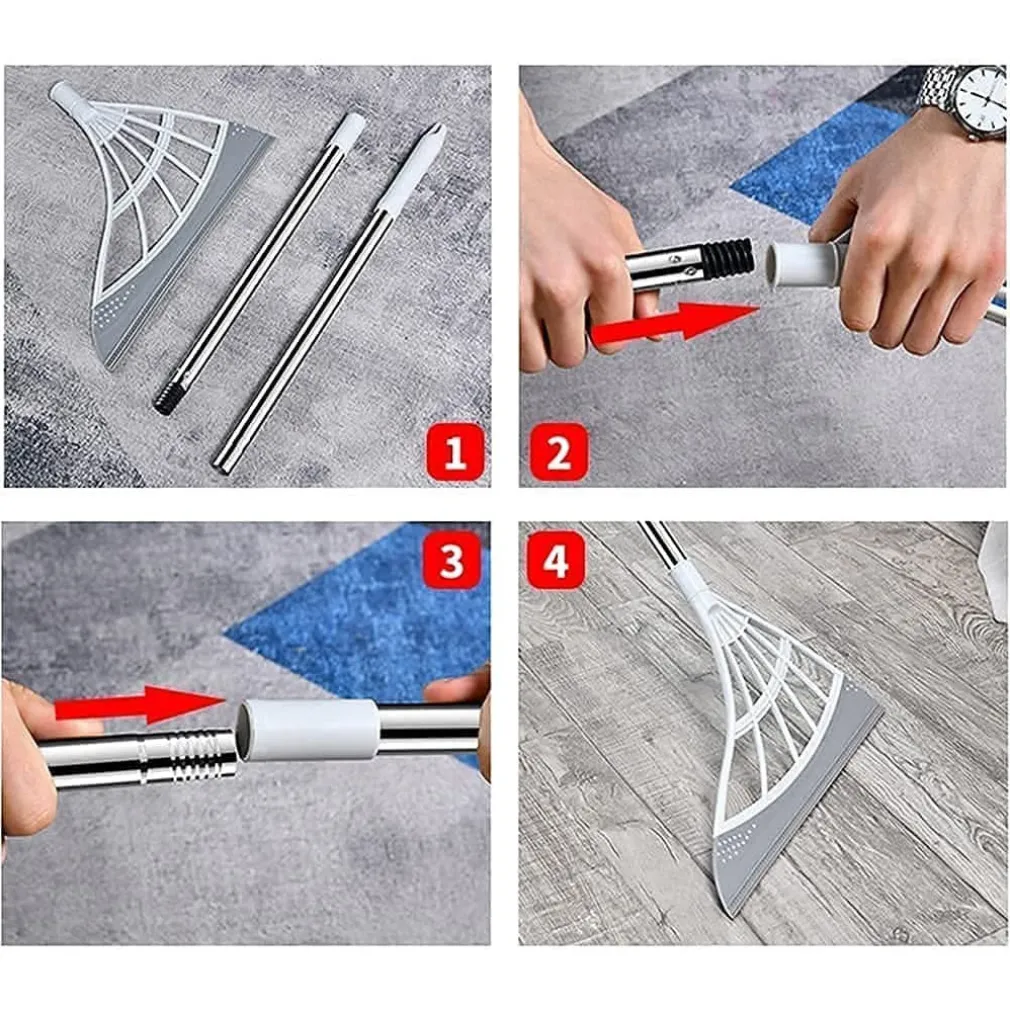 SCOPA PIEGHEVOLE 2 IN 1 TERGIVETRO MOP IN SILICONE SPAZZA E LAVA PAVIMENTI VETRI