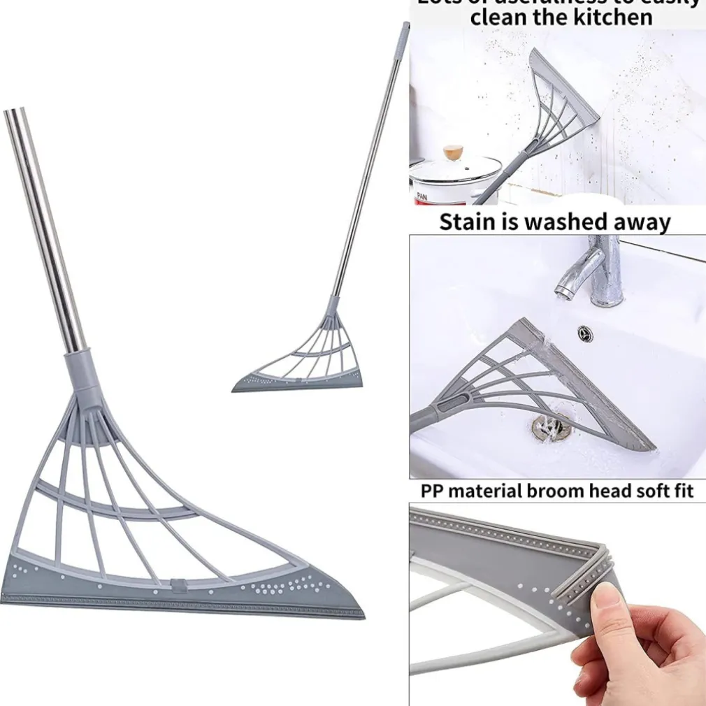 SCOPA PIEGHEVOLE 2 IN 1 TERGIVETRO MOP IN SILICONE SPAZZA E LAVA PAVIMENTI VETRI