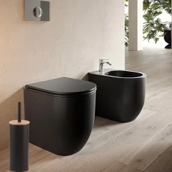 SCOPINO DA BAGNO CON PORTASCOPINO NERO LEGNO MODERNO DA WC SPAZZOLONE 87460