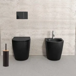 SCOPINO DA BAGNO CON PORTASCOPINO NERO LEGNO MODERNO DA WC SPAZZOLONE 87460