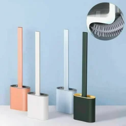 SCOPINO PER WC BAGNO SPAZZOLA PER PULIZIA IN SILICONE CON PORTASCOPINO DA MURO