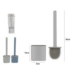 SCOPINO PER WC BAGNO SPAZZOLA PER PULIZIA IN SILICONE CON PORTASCOPINO DA MURO